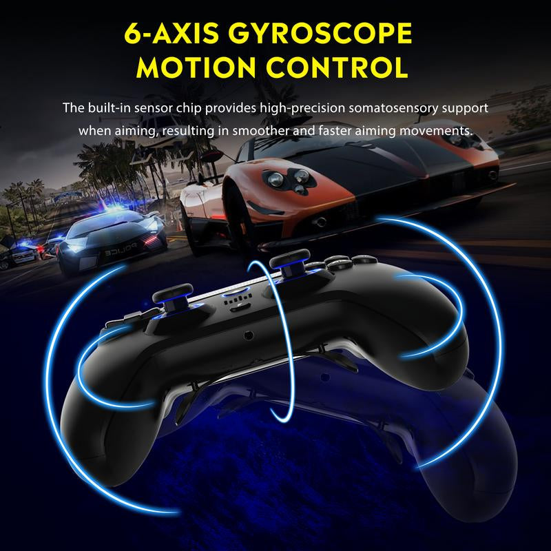 【QRD Spark N5】PS4 Wireless Controller with Hall Effect 9-Color LED and 4 Adjustable Vibration Intensity Controllers for Ps4/Ps3/Ps2/Pc/Tv/Tablets/ Android/Ios/Game Controller Console Accessories