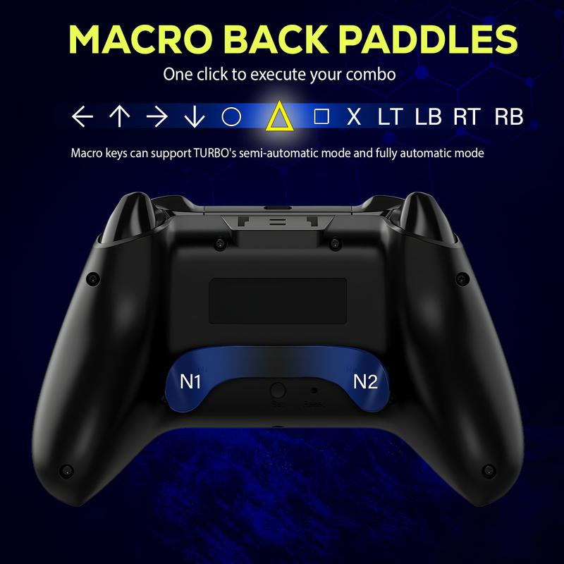 【QRD Spark N5】PS4 Wireless Controller with Hall Effect 9-Color LED and 4 Adjustable Vibration Intensity Controllers for Ps4/Ps3/Ps2/Pc/Tv/Tablets/ Android/Ios/Game Controller Console Accessories