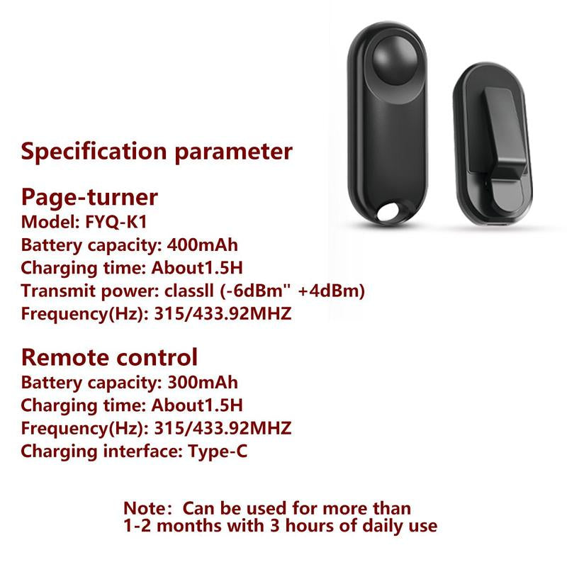 RF Remote Control Page Turner for Kindle, Ipad, Kobo, Accessories for Reading Comics/Novels, Photos & Video Camera Recording Remote