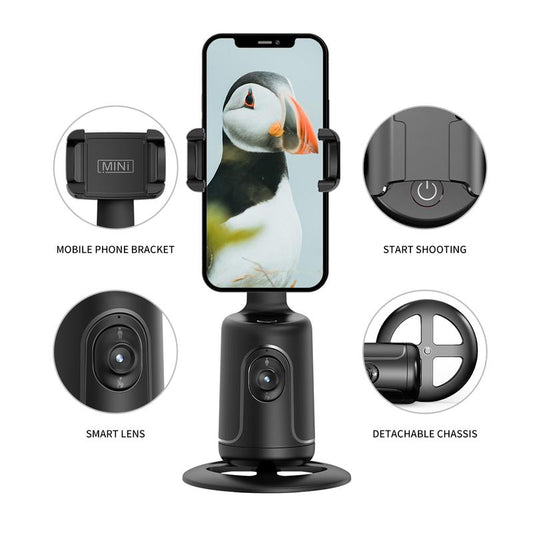 【Selfieshow】Intelligent AI Face Recognition 360 ° Mobile Phone PTZ Live Broadcast Self-Timer Panoramic Follow Shot Anti-Shaking Accessories Cellphone Autotracking Tripod Phone Selfie