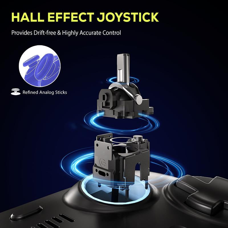 【QRD Spark N5】PS4 Wireless Controller with Hall Effect 9-Color LED and 4 Adjustable Vibration Intensity Controllers for Ps4/Ps3/Ps2/Pc/Tv/Tablets/ Android/Ios/Game Controller Console Accessories